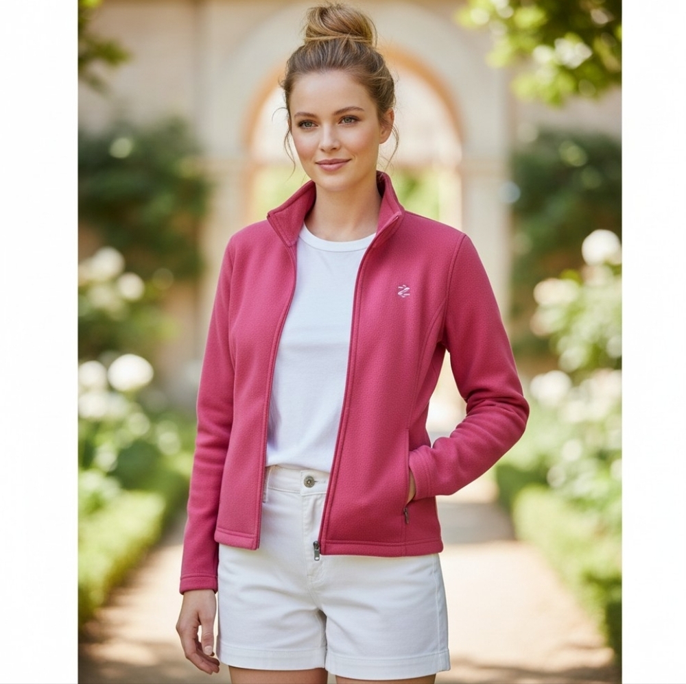 Izod Red Zip Up Fleece Jacket with Pockets - Picture 9 of 9